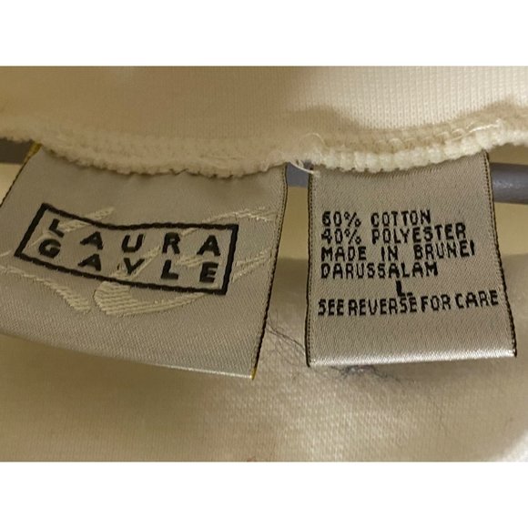 Laura Gayle mock turtleneck cream long sleeve tshirt Sz L -‎ flawed - Picture 5 of 8